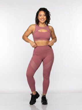 Mauve Pink Cut-Out 2-Piece Activewear Set | High-Stretch Gym Set